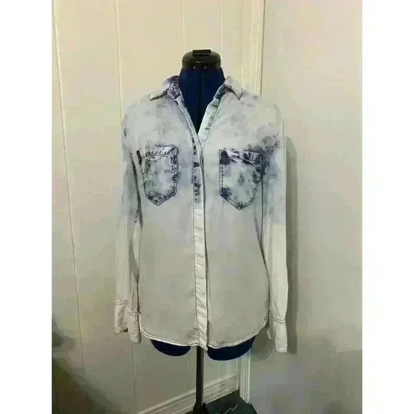 Thread and Supply Women's Shirt Medium Tye Dye Button up Roll Tab Sleeve Western - Picture 1 of 9